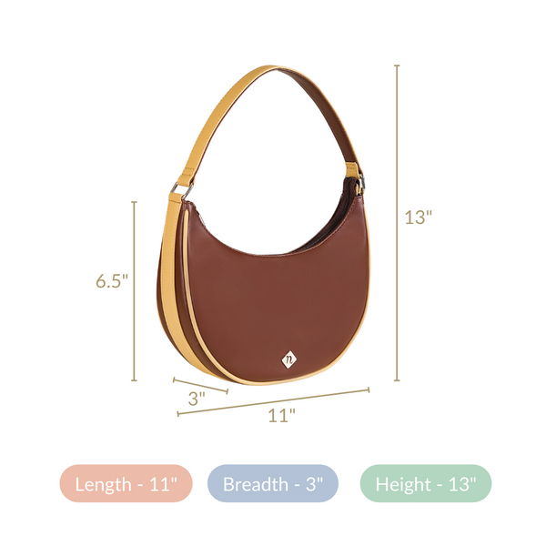 Coffee Brown Moon Handbag For Women