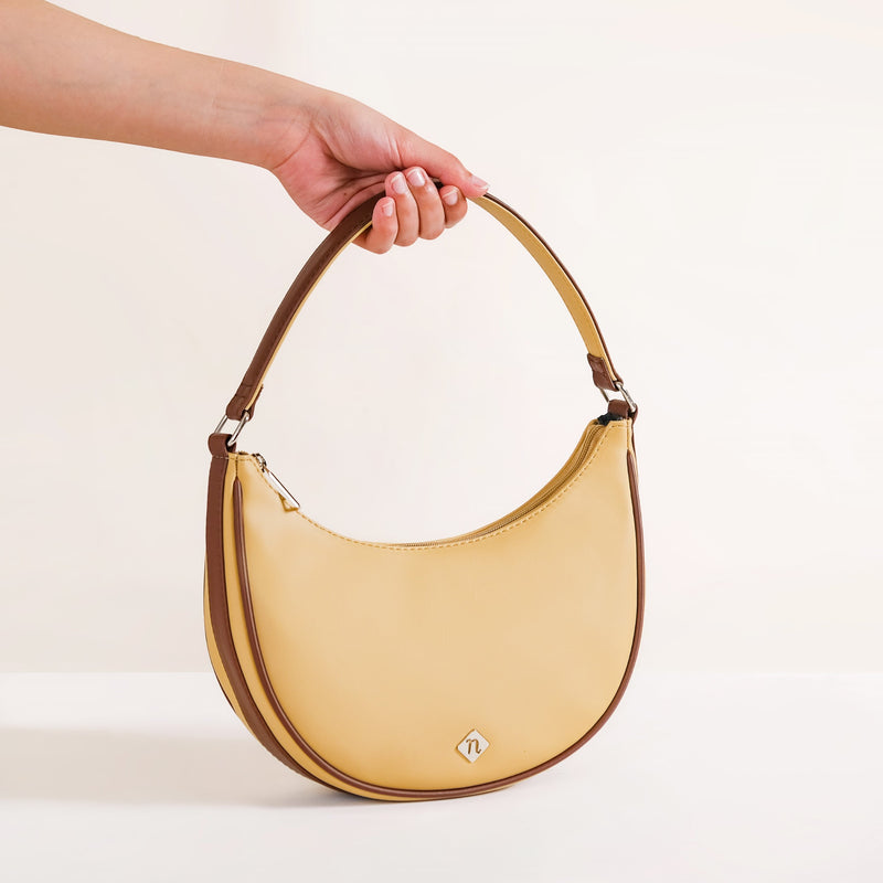 Stylish Half Moon Shoulder Bag Beige