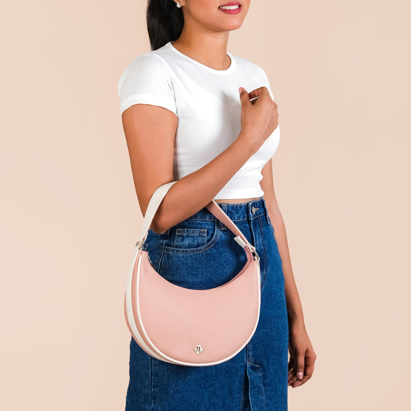 Peachy Glam Half Moon Bag