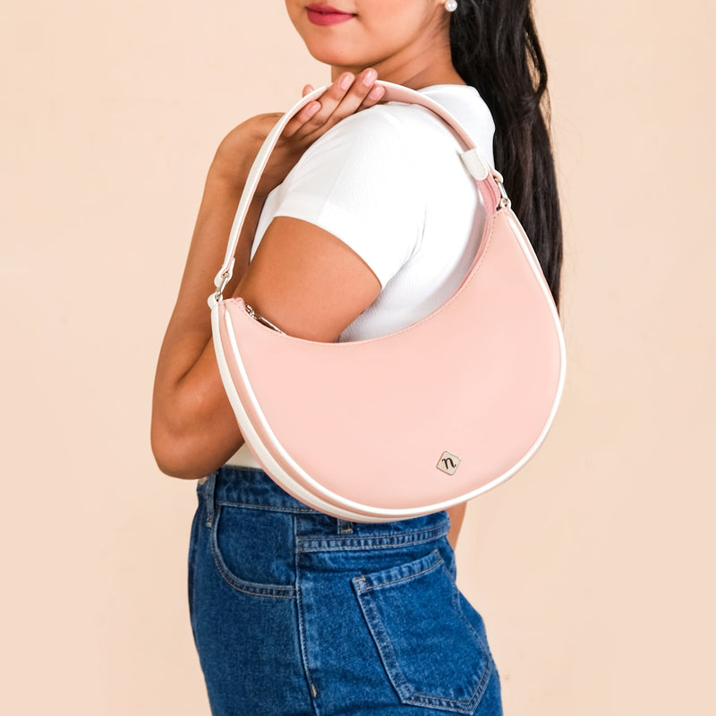 Peachy Glam Half Moon Bag