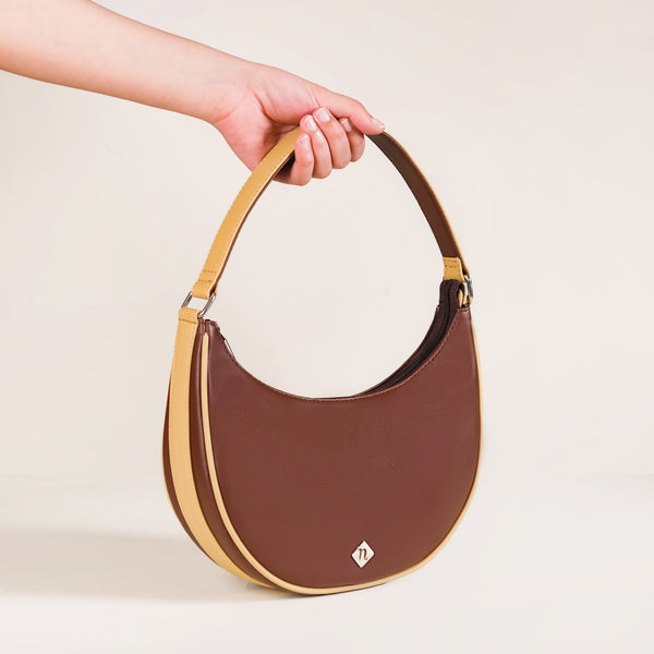 Coffee Brown Moon Handbag For Women