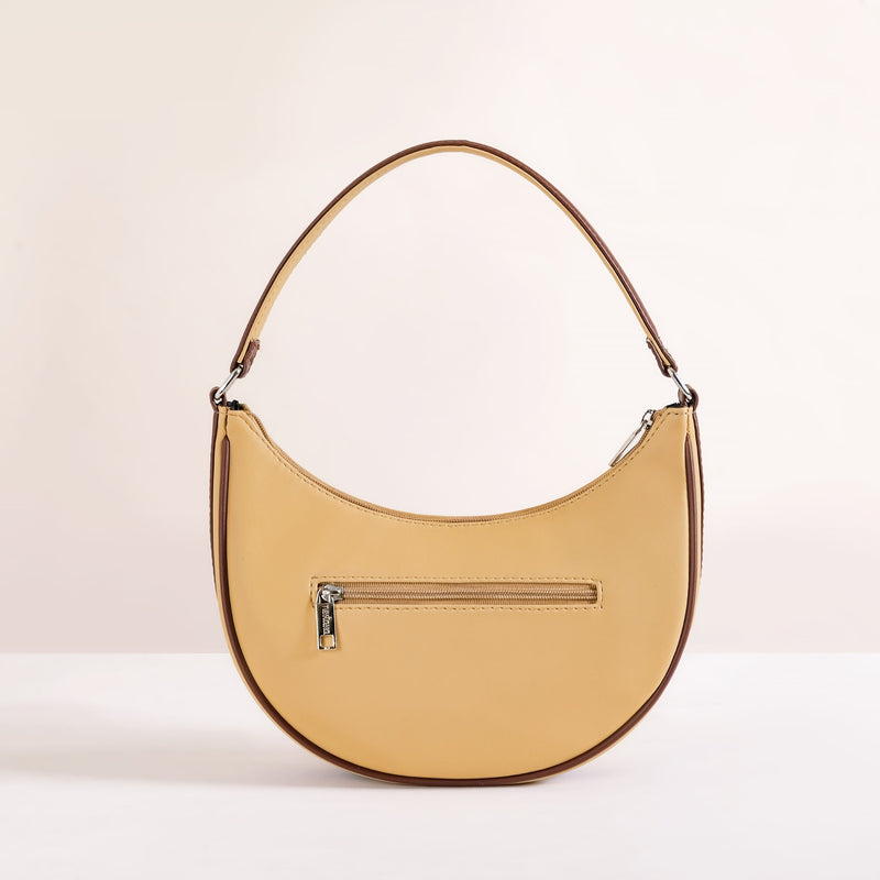 Stylish Half Moon Shoulder Bag Beige