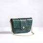 Green Croco Textured Shoulder Bag