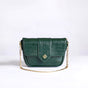 Green Croco Textured Shoulder Bag