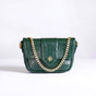 Green Croco Textured Shoulder Bag