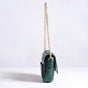 Green Croco Textured Shoulder Bag