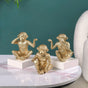 Gandhi Monkey Trio Resin Decor Showpiece Gold - Gandhi Monkey Trio, Resin Decor Showpiece, Gold Monkey Trio, Unique Monkey Sculpture