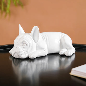 Adorable Bulldog Figurine White