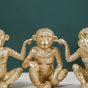 Gandhi Monkey Trio Resin Decor Showpiece Gold - Gandhi Monkey Trio, Resin Decor Showpiece, Gold Monkey Trio, Unique Monkey Sculpture