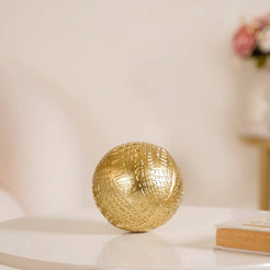 Modern Art Yarn Ball Showpiece Gold