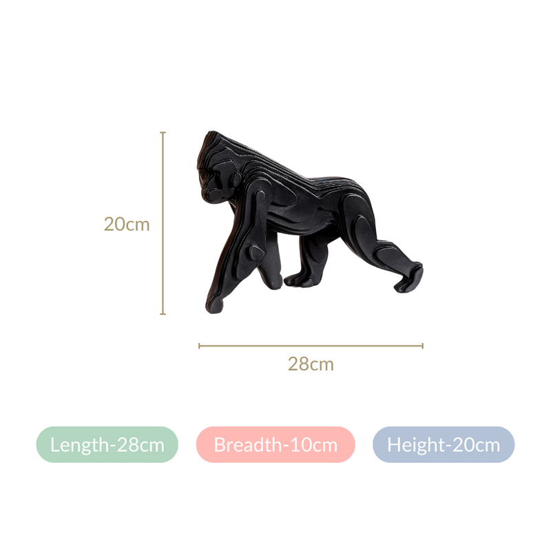 Majestic Black Gorilla Resin Showpiece