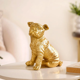 Dog Showpiece Gold Large- Pug Dog Showpiece, Gold Pug Figurine, Decorative Gold Pug, Gold Dog Decor, Pug Statue