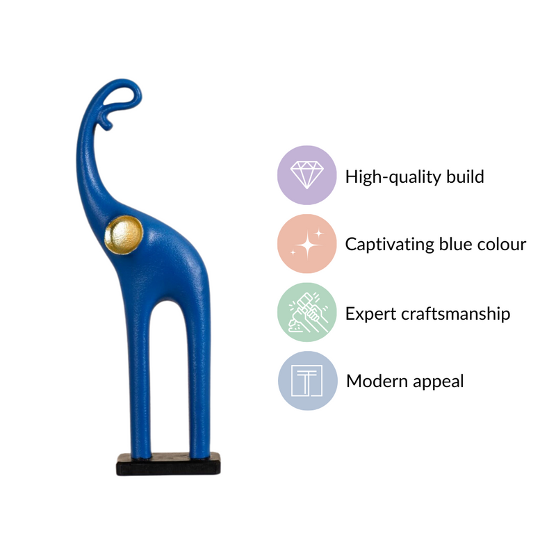 Artful Elephant Showpiece For Decor Blue