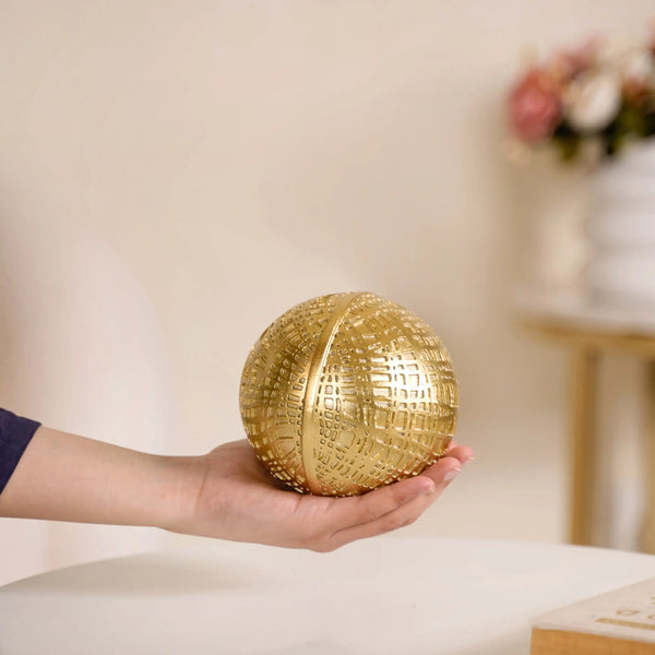 Modern Art Yarn Ball Showpiece Gold