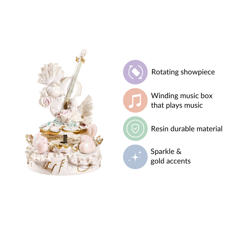 Music Box Rotating Love Decor Showpiece White