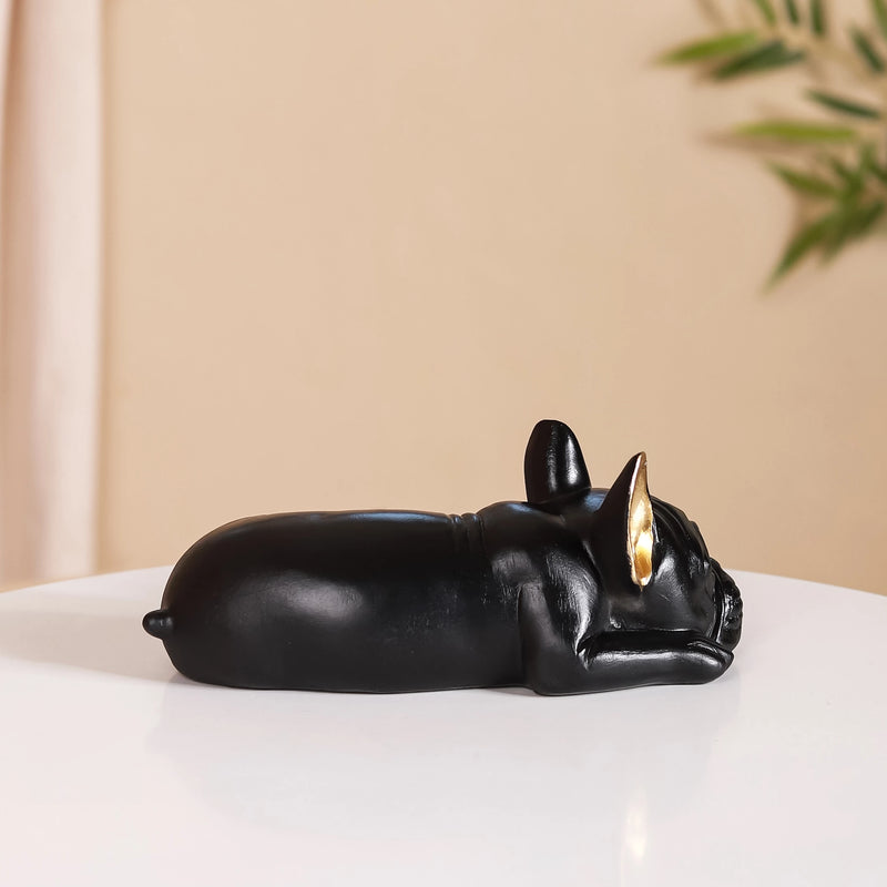 Bulldog Figurine Black- Adorable Bulldog Figurine, Black Bulldog Decor, Cute Bulldog Sculpture, Black Dog Figurine
