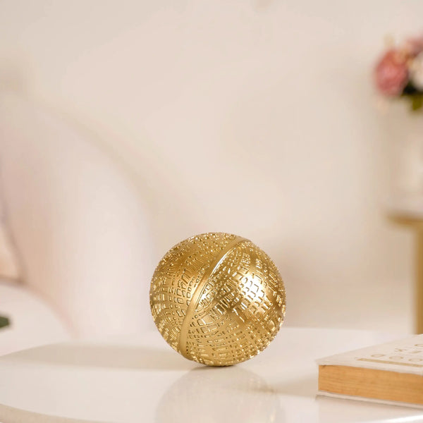 Modern Art Yarn Ball Showpiece Gold