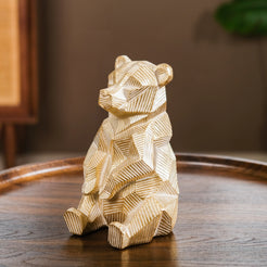 Gold Accent Bear Statue - Gold Bear Sitting Showpiece, Gold Bear Figurine, Decorative Sitting Bear, Bear Sculpture, Sitting Bear Decor