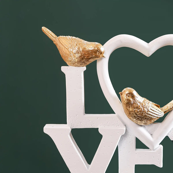 White Love Birds Showpiece