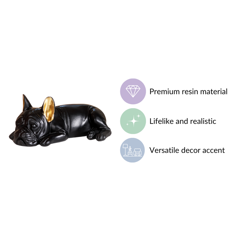 Bulldog Figurine Black- Adorable Bulldog Figurine, Black Bulldog Decor, Cute Bulldog Sculpture, Black Dog Figurine
