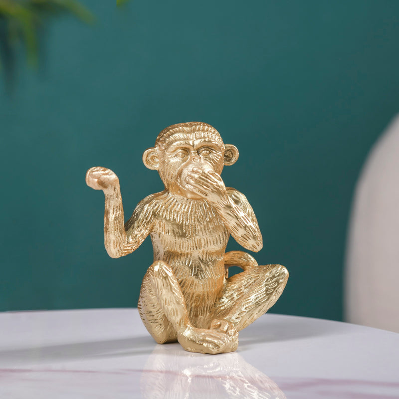 Gandhi Monkey Trio Resin Decor Showpiece Gold - Gandhi Monkey Trio, Resin Decor Showpiece, Gold Monkey Trio, Unique Monkey Sculpture
