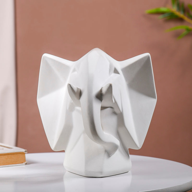 Abstract Elephant Bust Ceramic Sculpture