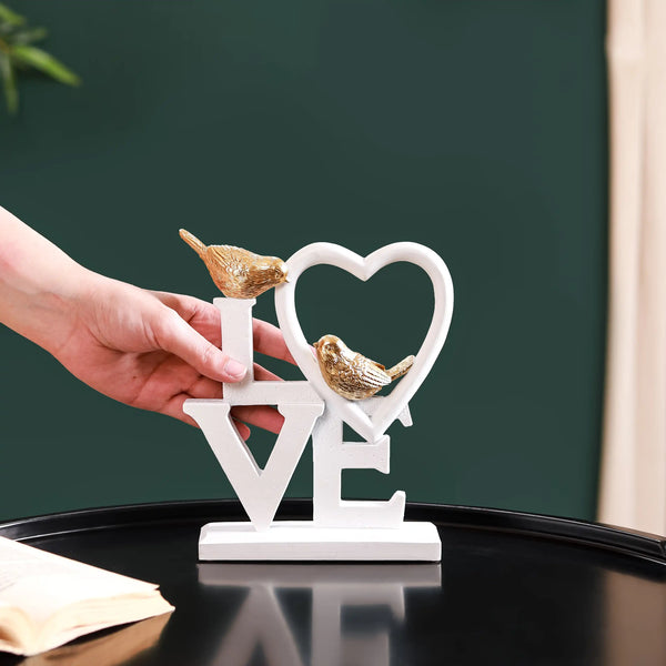 White Love Birds Showpiece