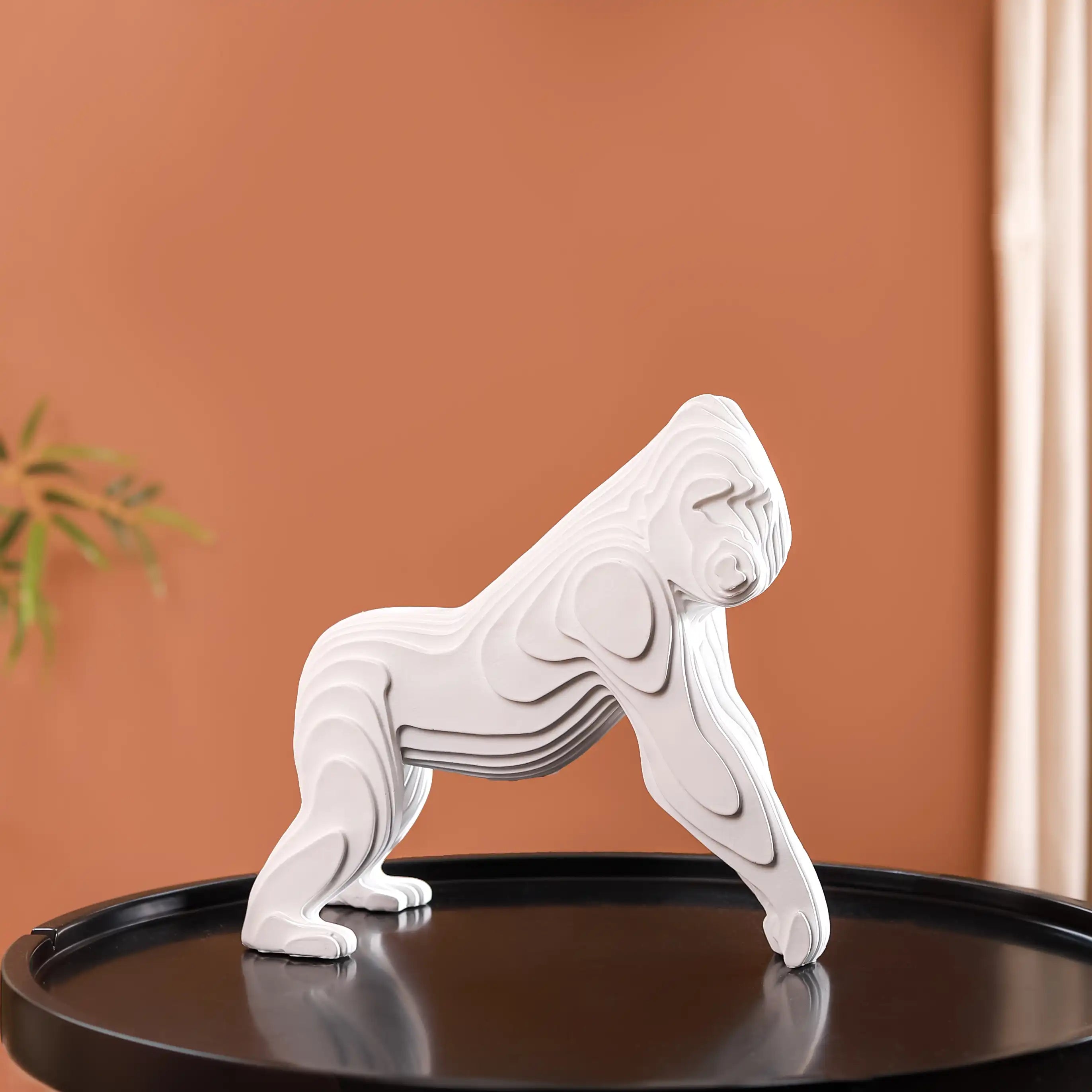 Antique Silver Gorilla Figurine Majestic Animal Sculpture for Home Decor 