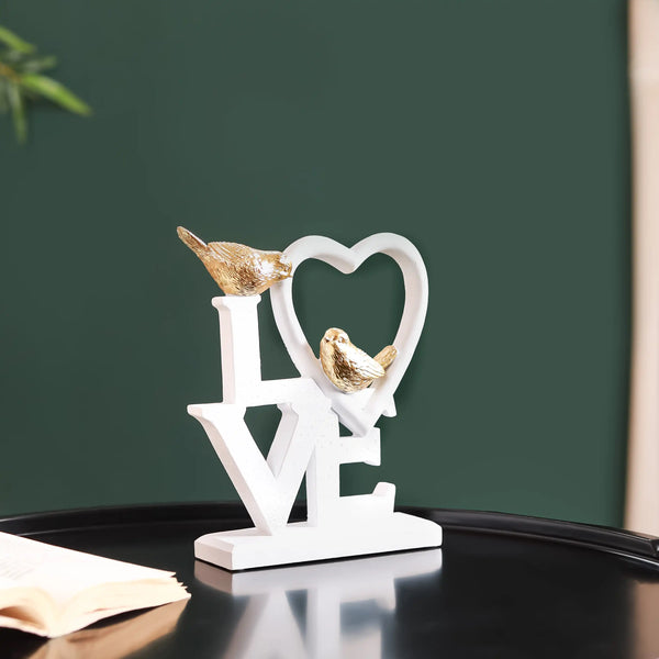 White Love Birds Showpiece