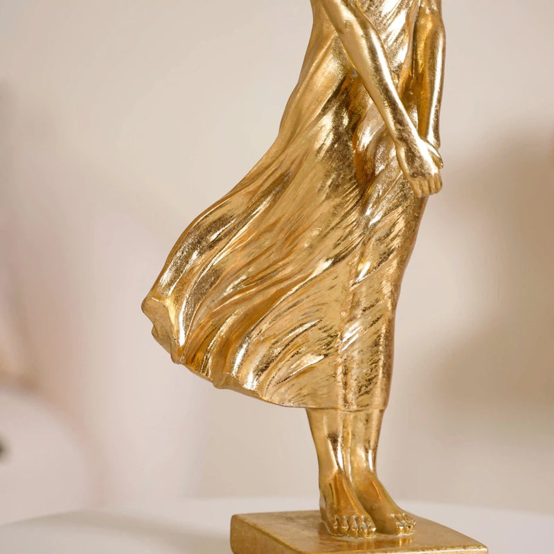 Golden Girl Statue Large - Girl Resin Sculpture Gold, Elegant Resin Figurine, Gold Girl Sculpture, Decorative Gold Resin Art