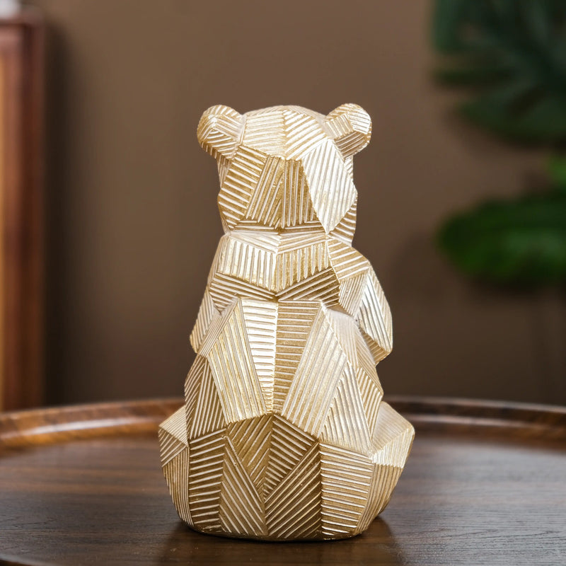 Gold Accent Bear Statue - Gold Bear Sitting Showpiece, Gold Bear Figurine, Decorative Sitting Bear, Bear Sculpture, Sitting Bear Decor