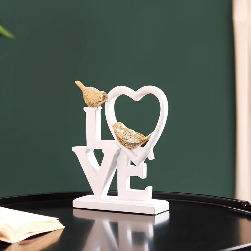 Love Birds Table Showpiece White