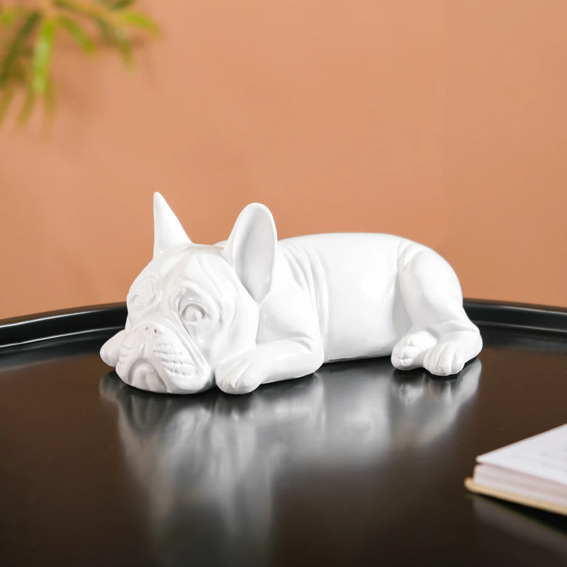 Adorable Bulldog Figurine White