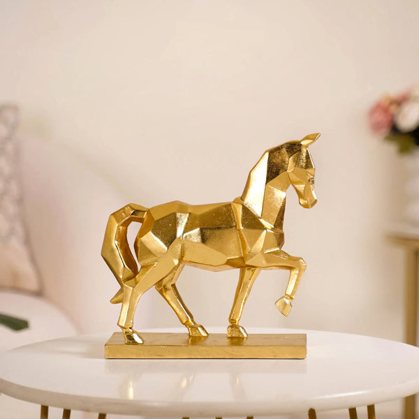 Golden Trotting Horse Decor