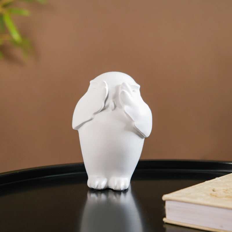 Wise Owl Resin Showpiece White Set Of 3