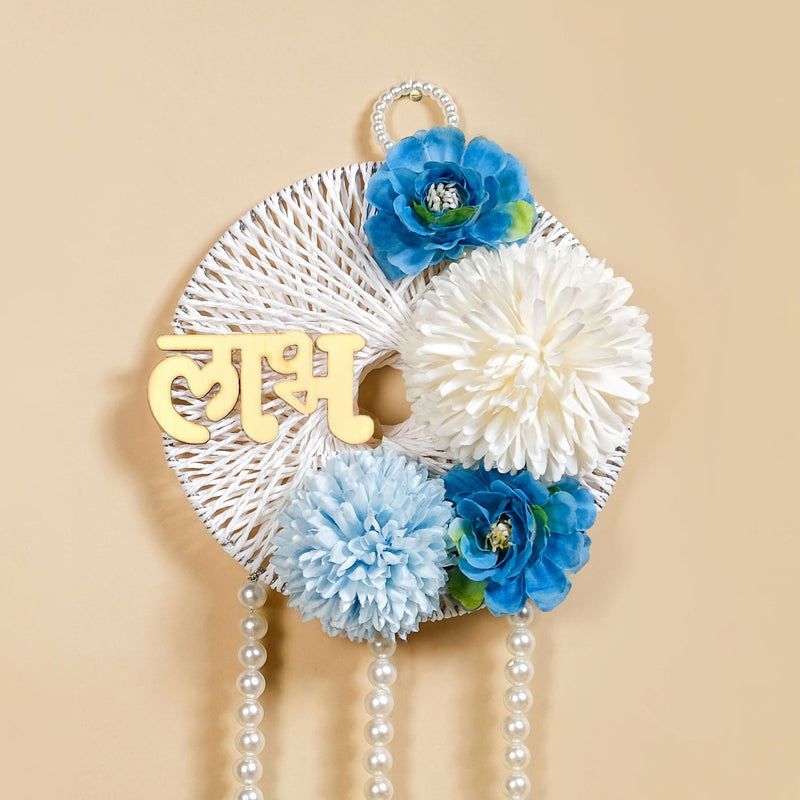Shubh Labh Door Hanging With Faux Pearls Set Of 2