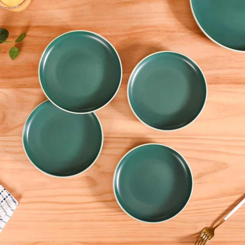 Zoella Ceramic Side Plates Set Of 4 Green 7 Inch - Snack plates, small plates, ceramic snack plates, side plates, snack plates set