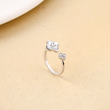 Ethereal Bloom Silver Bypass Ring