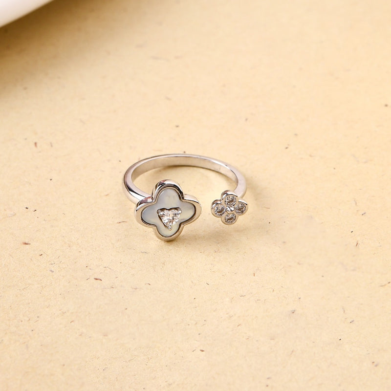 Ethereal Bloom Silver Bypass Ring