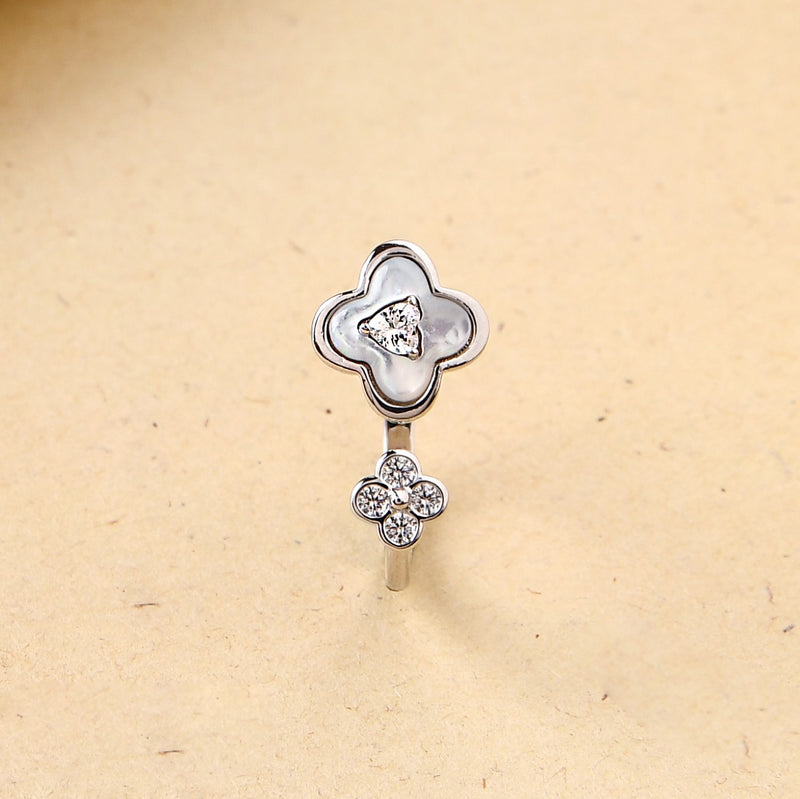 Ethereal Bloom Silver Bypass Ring