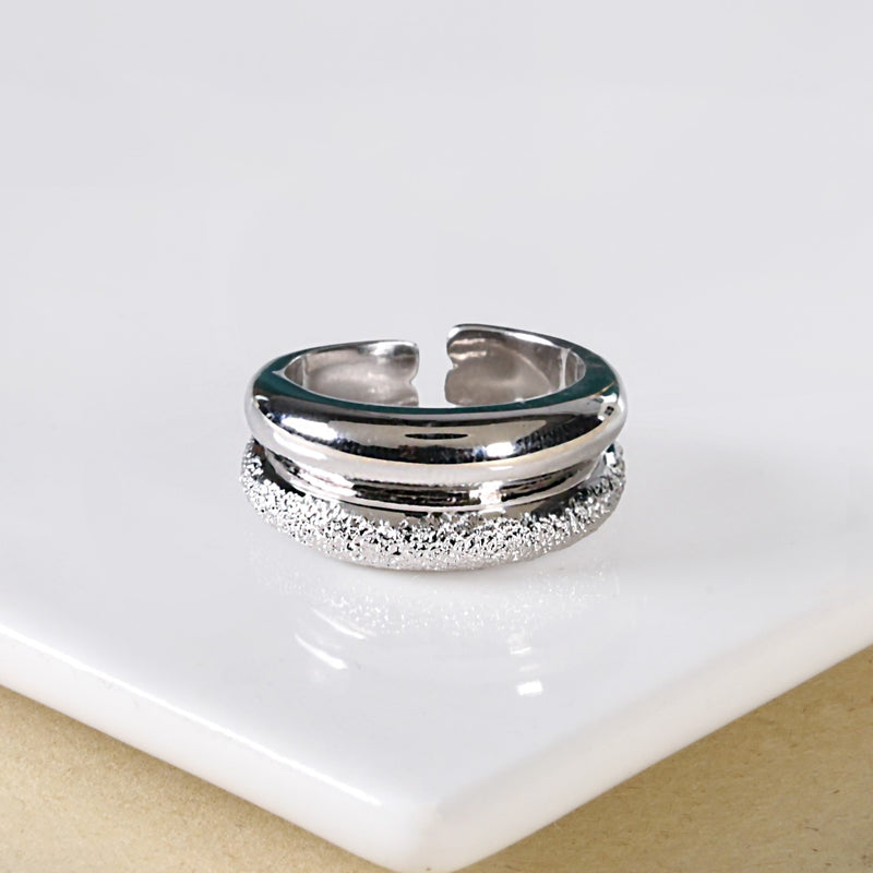 Silver Duo Crusted Ring