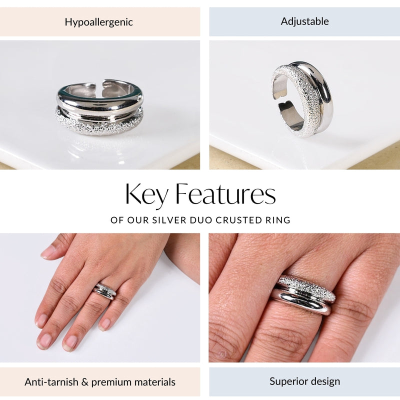 Silver Duo Crusted Ring