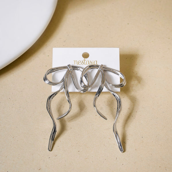 Silver Flowy Knot Drop Earrings