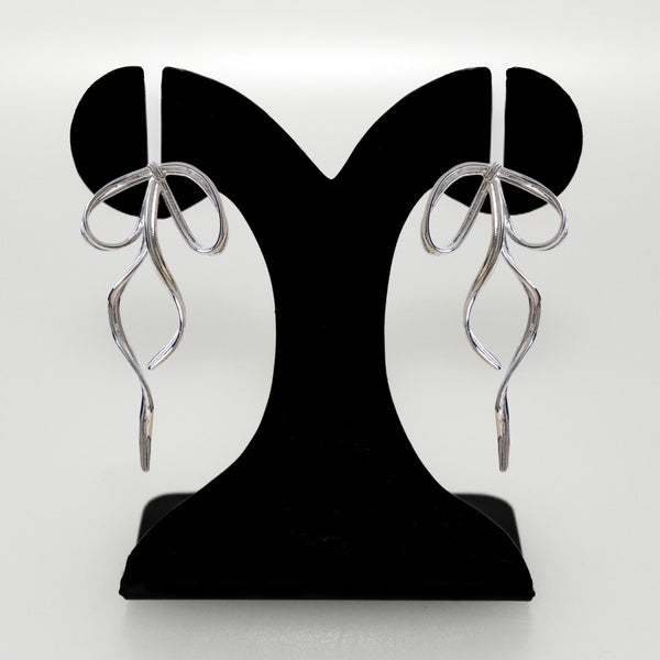 Silver Flowy Knot Drop Earrings