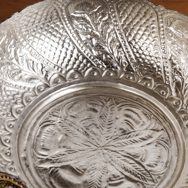 Lustre Brass Urli With Pure Silver Coating 18cm