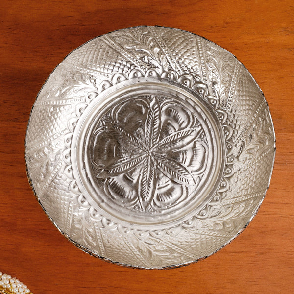 Lustre Brass Urli With Pure Silver Coating 18cm