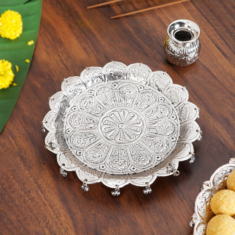 Floral Pooja Thali And Kalash Set