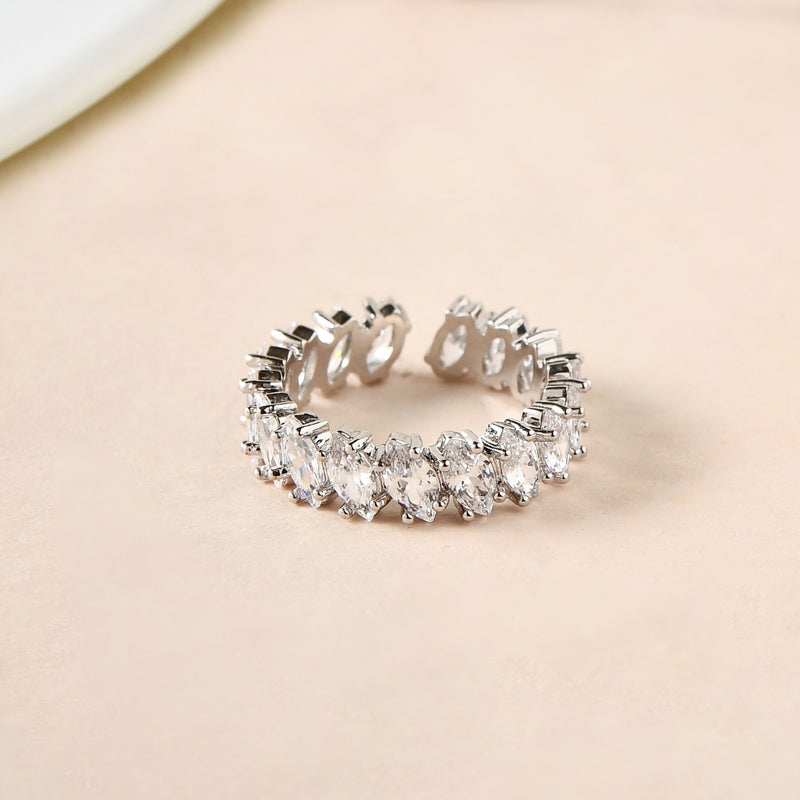 Silver Shimmer Leaf Ring