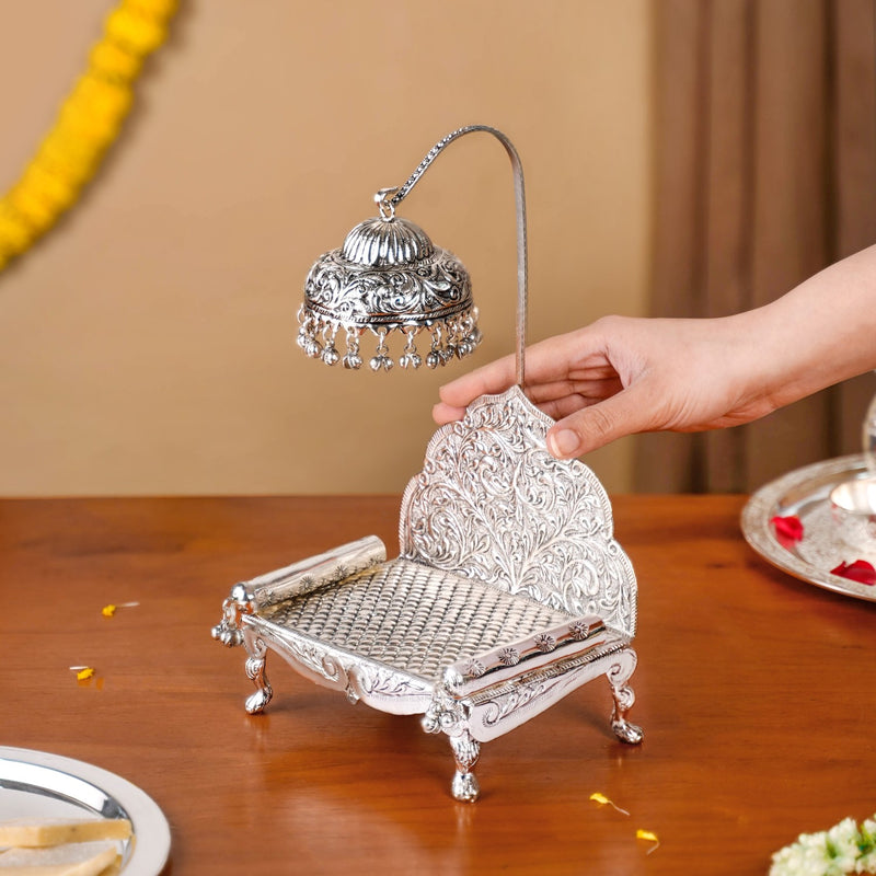 Silver Singhasan With Detachable Chatra