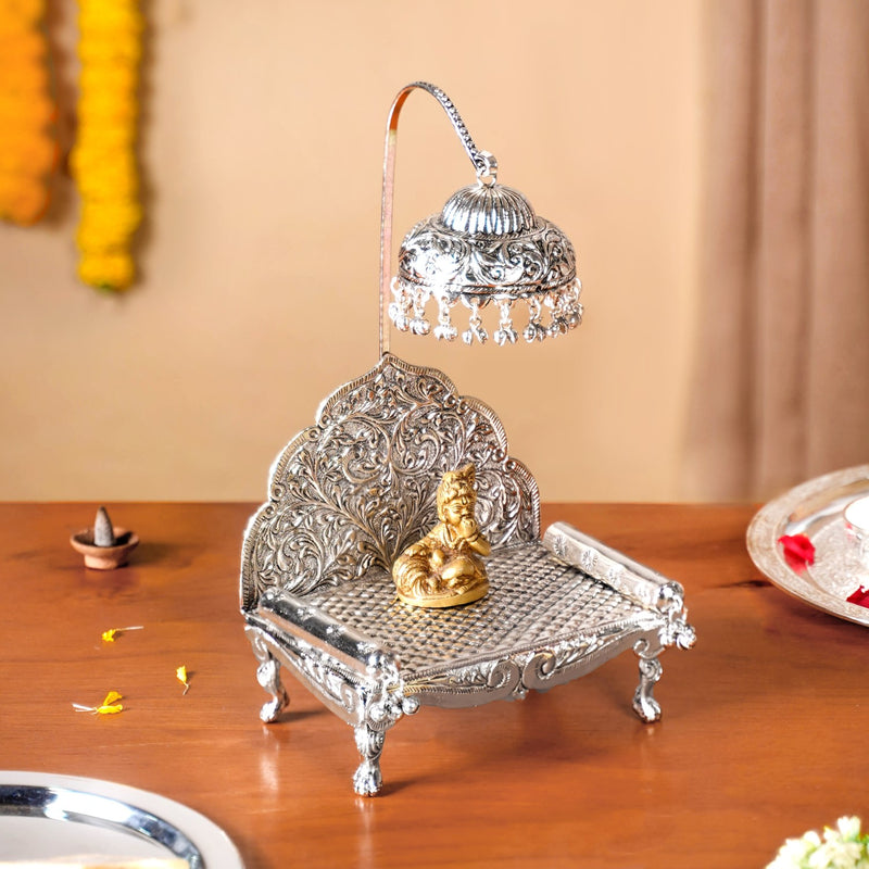 Silver Singhasan With Detachable Chatra